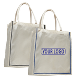 Custom printed striped cotton shopping totebag, reusable grocery bag, reusable shopping bags, customized tote bags, tote bag custom