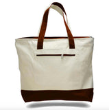 Brown heavy canvas zippered tote bags, tote bags with zipper, tote bags zipper, zipper tote bags, tote bag with zipper, 