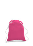 Hot Pink cotton drawstring backpack, personalized backpacks, customizable backpacks, string backpacks, cheap totes