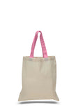 Natural tote bag with pink colored handles, totebags, totes bags, shopping bags, reusable shopping bags, 