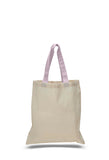 natural tote bags with colored handles, cheap totes, reusable tote bags, shopping tote bags, flat bottom bags, 