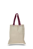 natural canvas tote bags, natural tote bags, cotton canvas tote bags, colored handled tote bags, custom tote bags, 