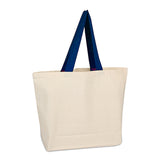 Heavy Canvas Beach Bag with Colored Web Handles